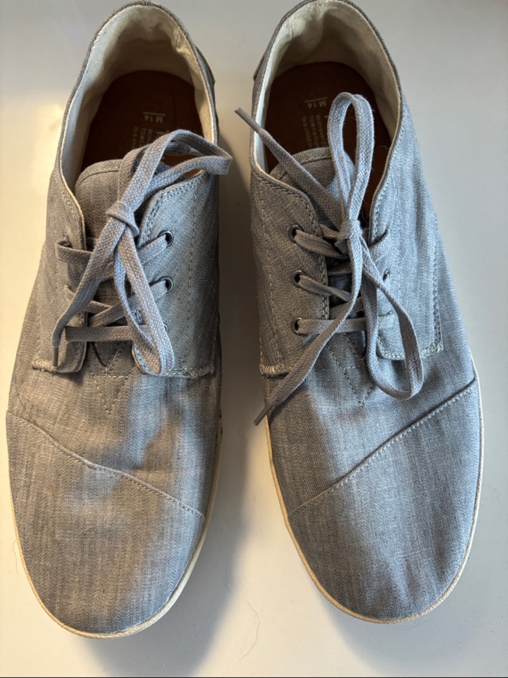 Toms Men's Light Gray Canvas Lace-Up Sneakers